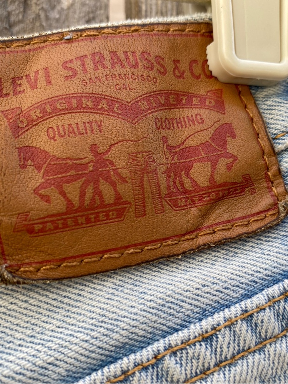 Light Wash Distressed Denim Women’s Shorts - Levi’s - Picture 3 of 4